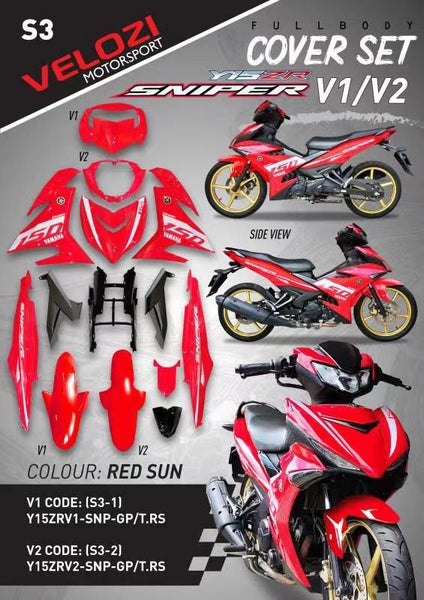 S3 VELOZI BODY COVER SET YAMAHA SNIPER 150 V1 V2