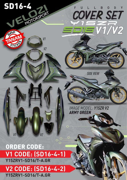 SD16 VELOZI BODY COVER SET YAMAHA SNIPER 150 V1 V2