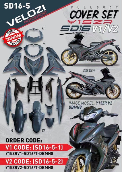 SD16 VELOZI BODY COVER SET YAMAHA SNIPER 150 V1 V2