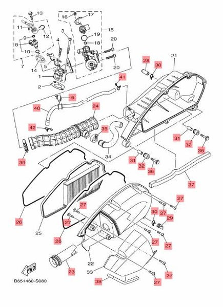 AIR FILTER BOX SCREW AND PARTS SET YAMAHA AEROX 155 V1