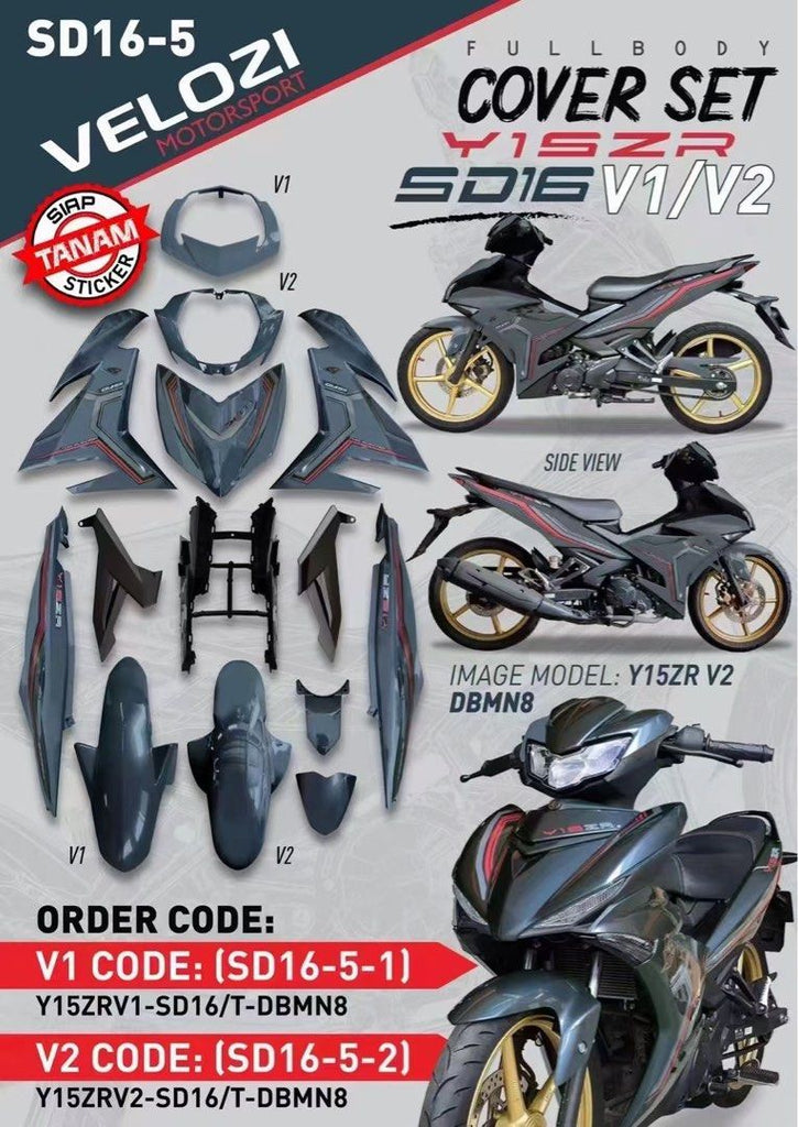SD16 VELOZI BODY COVER SET YAMAHA SNIPER 150 V1 V2 – ZYNBIKES